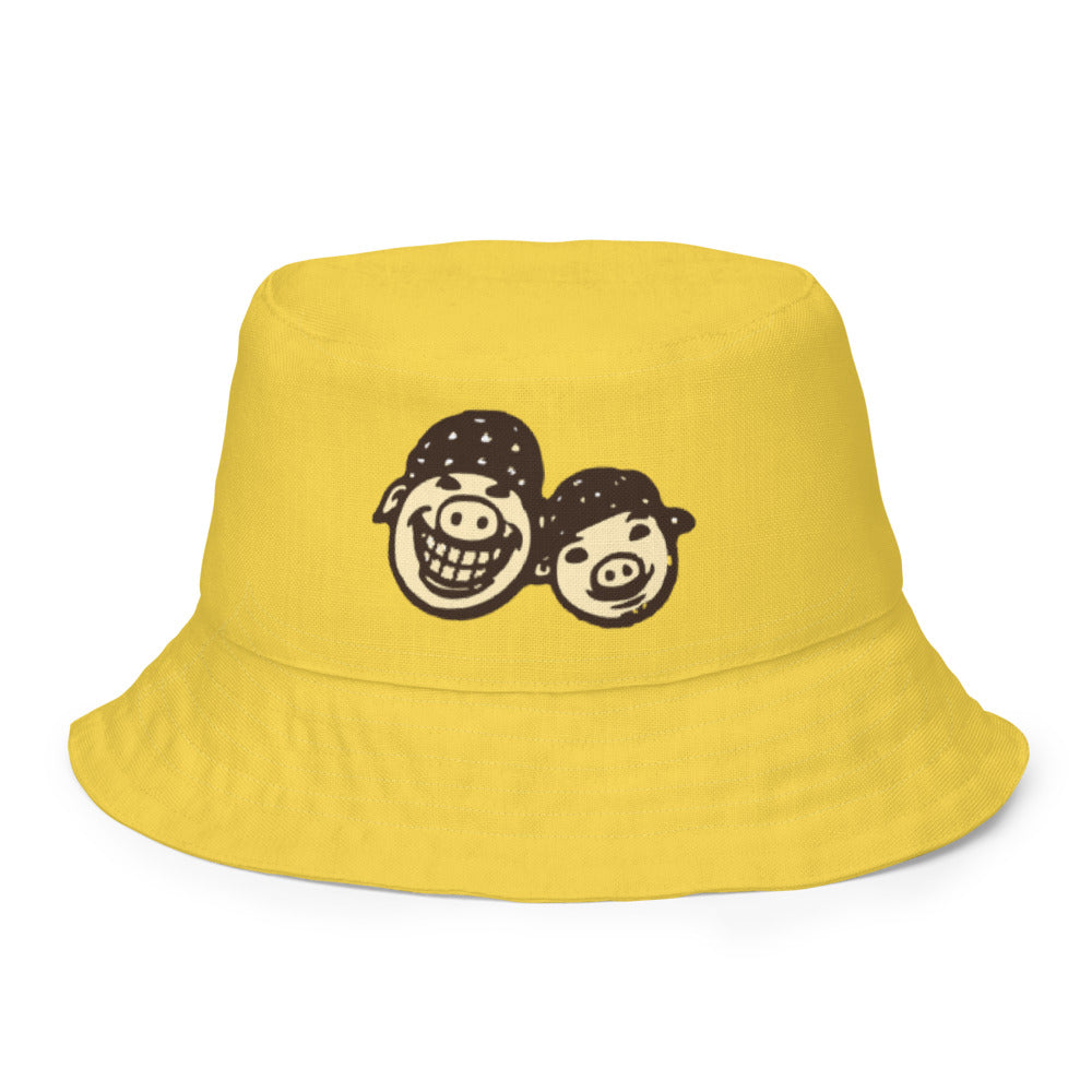 Slop Cannon Reversible Bucket Hat — C3 Cannon Boyz - Butter Yellow — clean outside front with approved graphic; Printful catalog654, 100% polyester; supplier digital mockup.