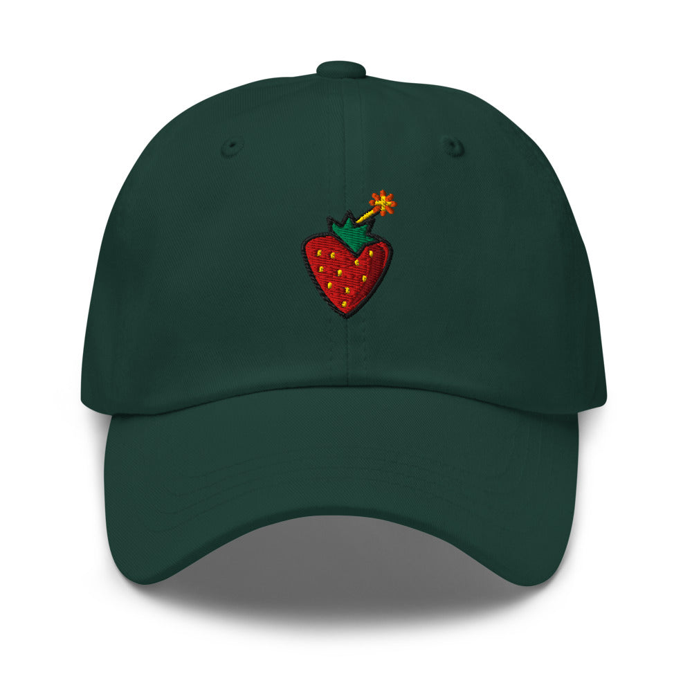 Sweet Trouble cap — Spruce — full front with approved flat embroidery design; Yupoong 6245CM cotton twill; supplier digital mockup.