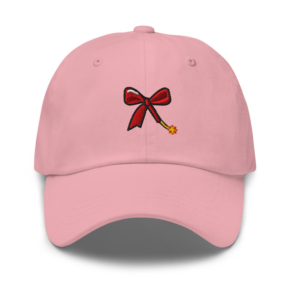 Short Fuse cap — Pink — full front with approved flat embroidery design; Yupoong 6245CM cotton twill; supplier digital mockup.
