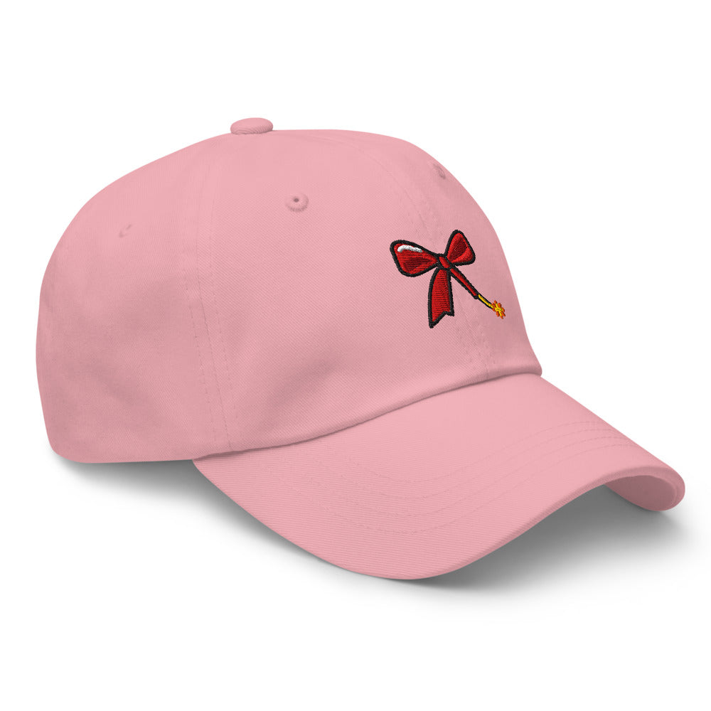 Short Fuse cap — Pink — three-quarter view with approved front motif and undecorated side; Yupoong 6245CM cotton twill; supplier digital mockup.
