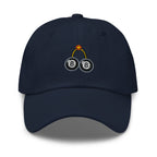 Bad Luck Club cap — Navy — full front with approved flat embroidery design; Yupoong 6245CM cotton twill; supplier digital mockup.