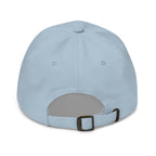 Play With Fire cap — Light Blue — back and adjustable strap; no added back design embroidery; Yupoong 6245CM cotton twill; supplier digital mockup.