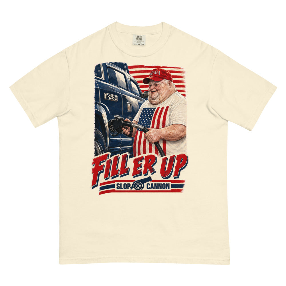 MAGAtard Fill Er Up Tee in Ivory — Printful digital front mockup showing final approved large front artwork.
