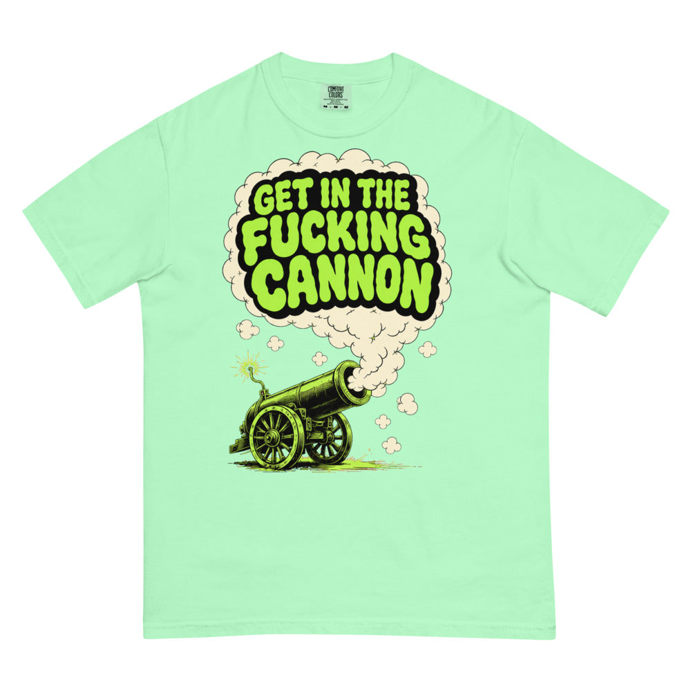 Smoke Signal tee — Island Reef — full front with approved maximum-size artwork; Comfort Colors 1717 garment-dyed heavyweight tee; actual configured Island Reef; tee only. Supplier digital mockup.