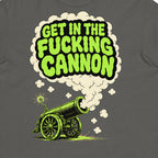 Smoke Signal tee — Charcoal — front artwork detail cropped from supplier digital mockup; Comfort Colors 1717 Pepper; supplier digital mockup.
