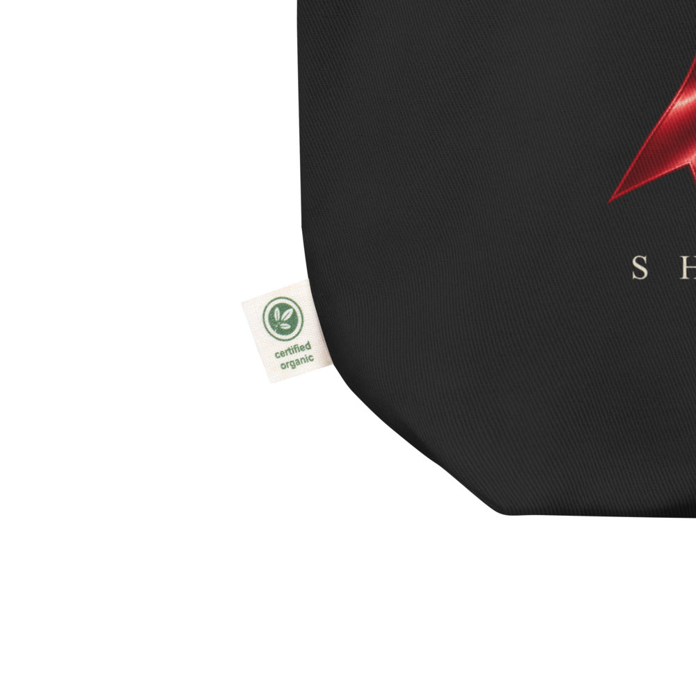 Short Fuse tote — Black — cotton twill and gusseted-base construction detail; Econscious EC8000 organic cotton tote; supplier digital mockup.