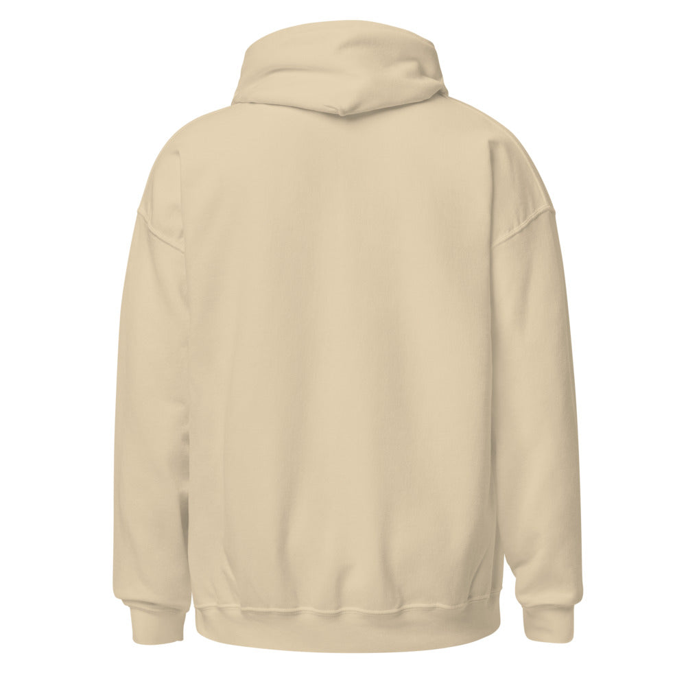 Wiglet Slop Script Hoodie — Sand / Black — clean blank back; Gildan 18500; supplier digital mockup.