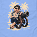 Cannon Country Club Tee — Pool Blue in Carolina Blue — front print detail cropped from the exact Printful digital mockup; not a manufactured sample photograph.