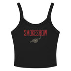 Smokeshow Women's Tank — Solid Black Blend — full front with exact corrected configured artwork; supplier digital mockup.