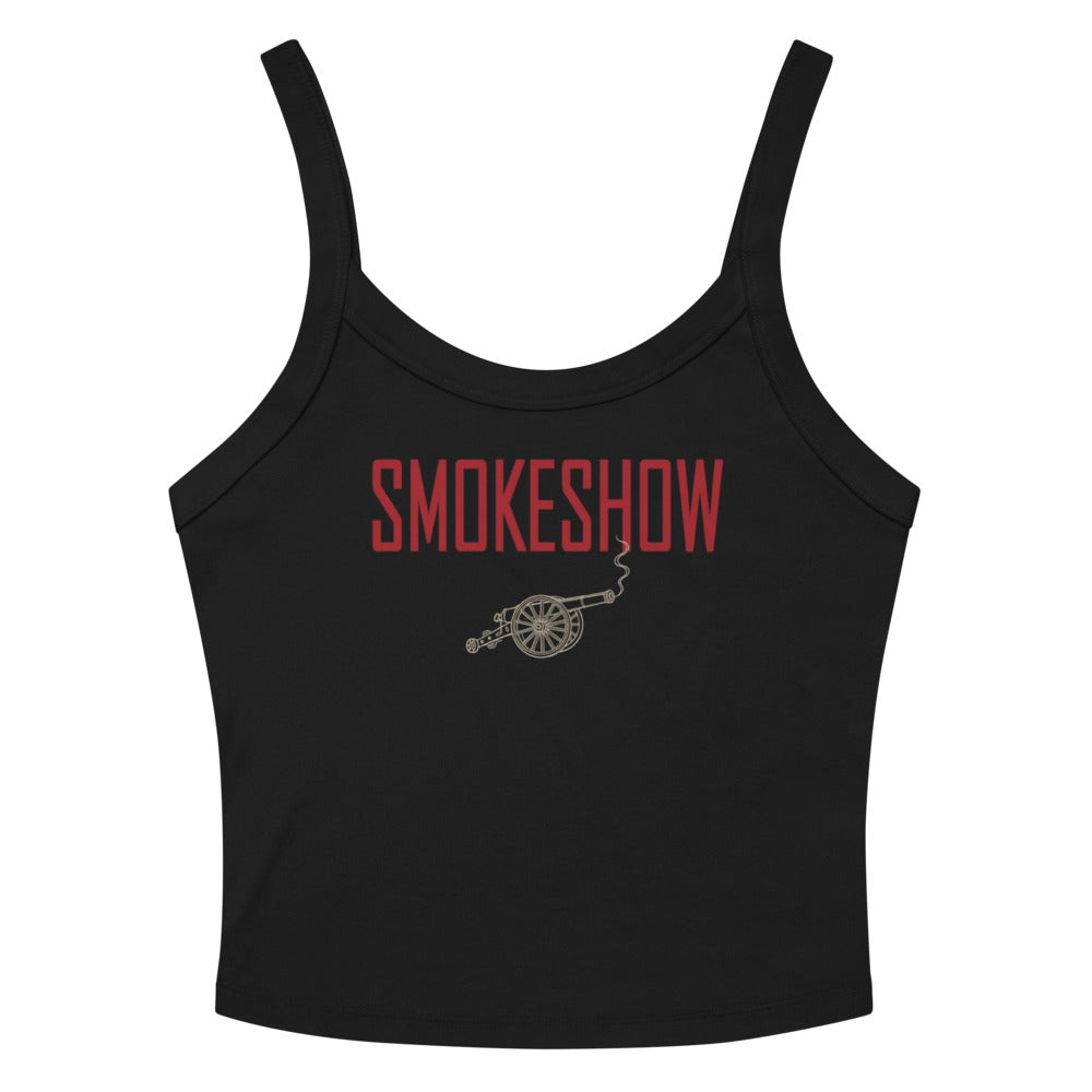 Smokeshow Women's Tank — Solid Black Blend — full front with exact corrected configured artwork; supplier digital mockup.