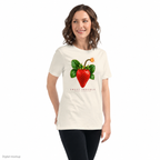 Slop Cannon Sweet Trouble Women's Tee — Natural — three-quarter model view with exact configured artwork; digital composite checked against the supplier preview. Tee only; other clothing is styling and is not included.