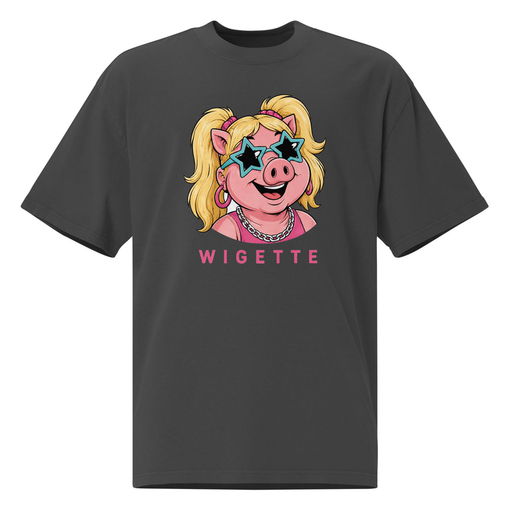 Wigette Star Shades Tee in Faded Black — front garment view