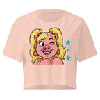 Wigette Wink Cropped Tee in Pale Pink - front garment view