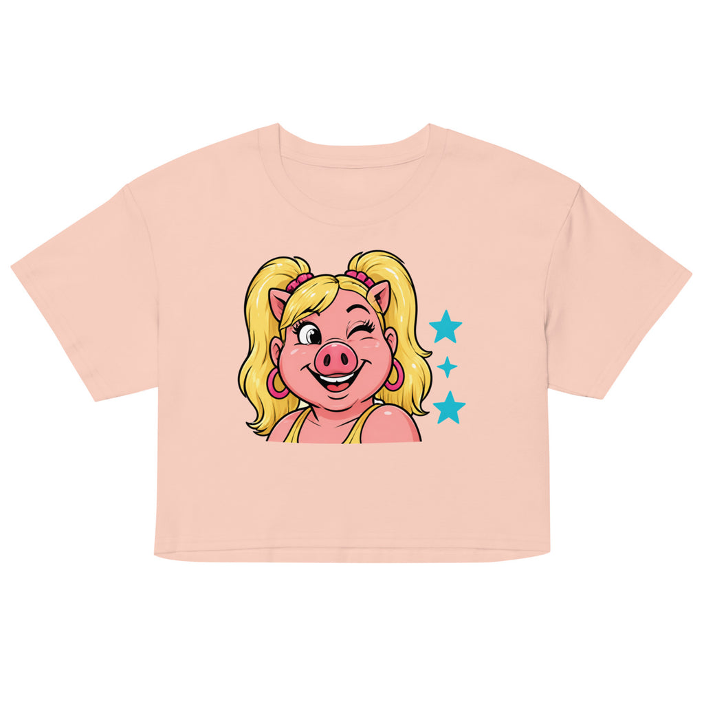 Wigette Wink Cropped Tee in Pale Pink - flat front garment view