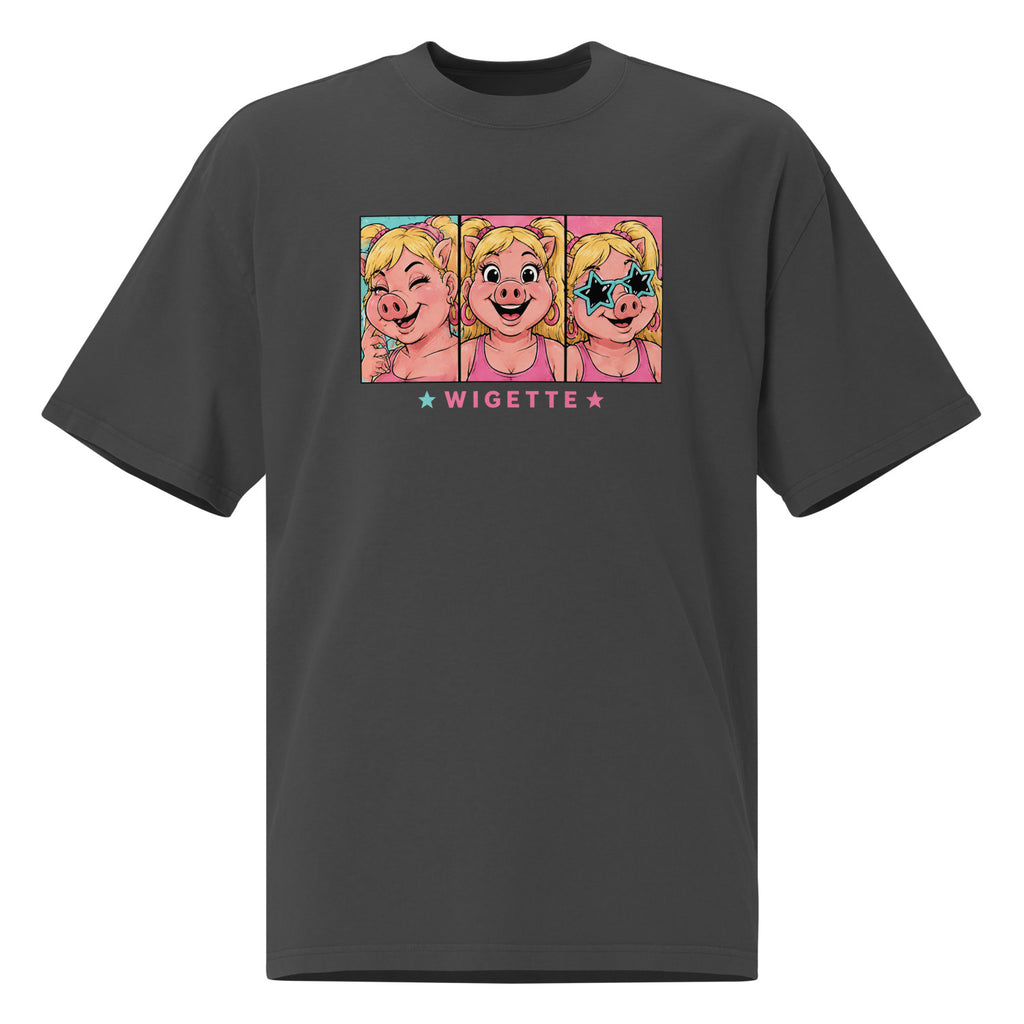 Wigette Triple Take Tee in Faded Black - front garment view