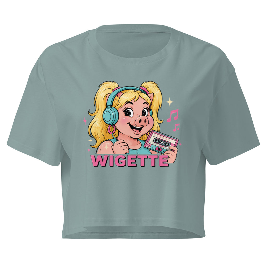 Wigette Mixtape Tee in Mineral - front garment view