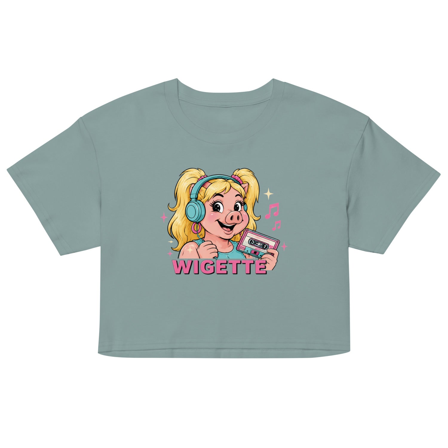 Wigette Mixtape Tee in Mineral - flat front garment view