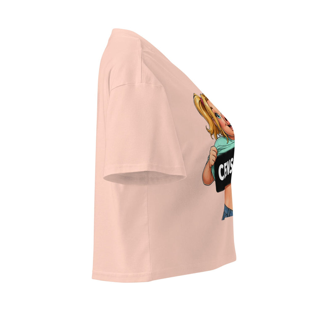 Wigette Censored Cropped Tee — Pale Pink — garment-only right view; exact Printful digital mockup, tee only.