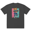 Wigette Censored Colorblock Oversized Tee — Faded Black — garment-only front view; exact Printful digital mockup, tee only.