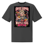 Wigette Chicken Sandwich Tee — Faded Black oversized tee — ghost front; Printful mockup