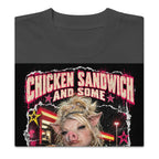 Wigette Chicken Sandwich Tee — Faded Black oversized tee — folded front; Printful mockup
