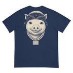 Little Cannon Boy Head Tee — Faded Navy in True Navy — Printful digital back mockup showing final approved large back artwork.