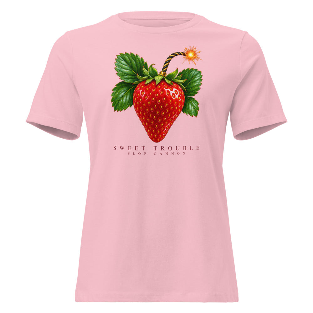 Sweet Trouble women's tee — Pink — front view; supplier digital mockup.